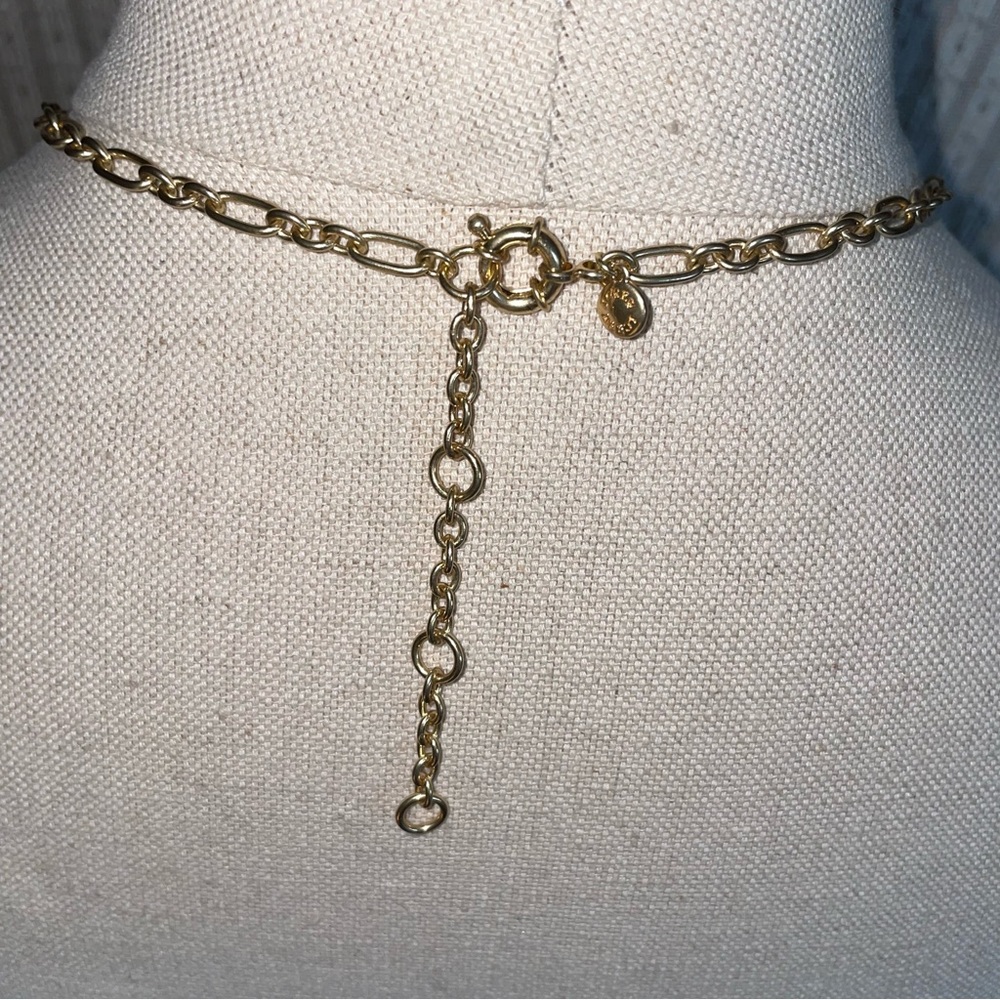 J Crew Gold Green Geometric Posts Dangle Necklace - image 4